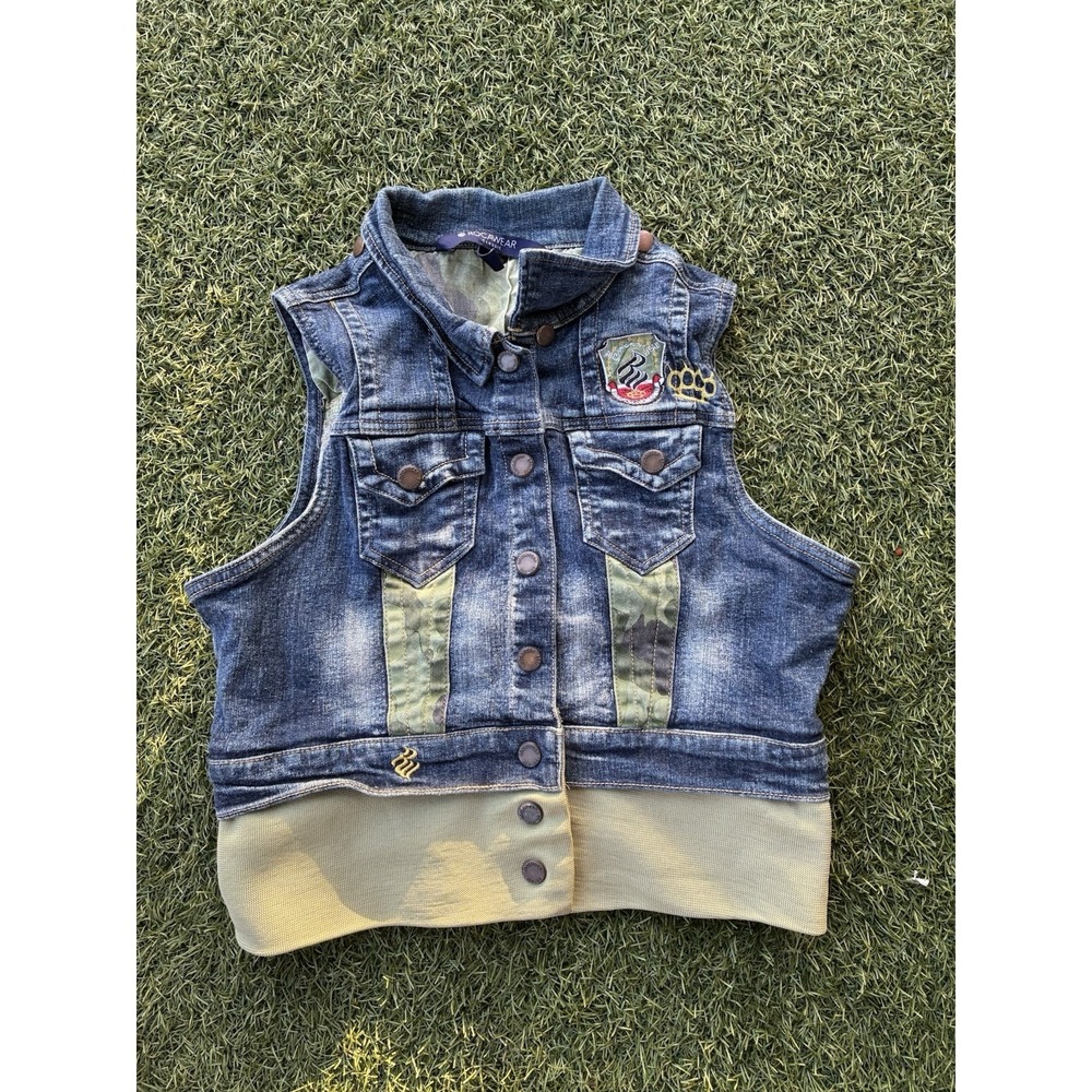 Rocawear Jean Vest Camo Full Zip Jacket Pockets Kids‎ XL